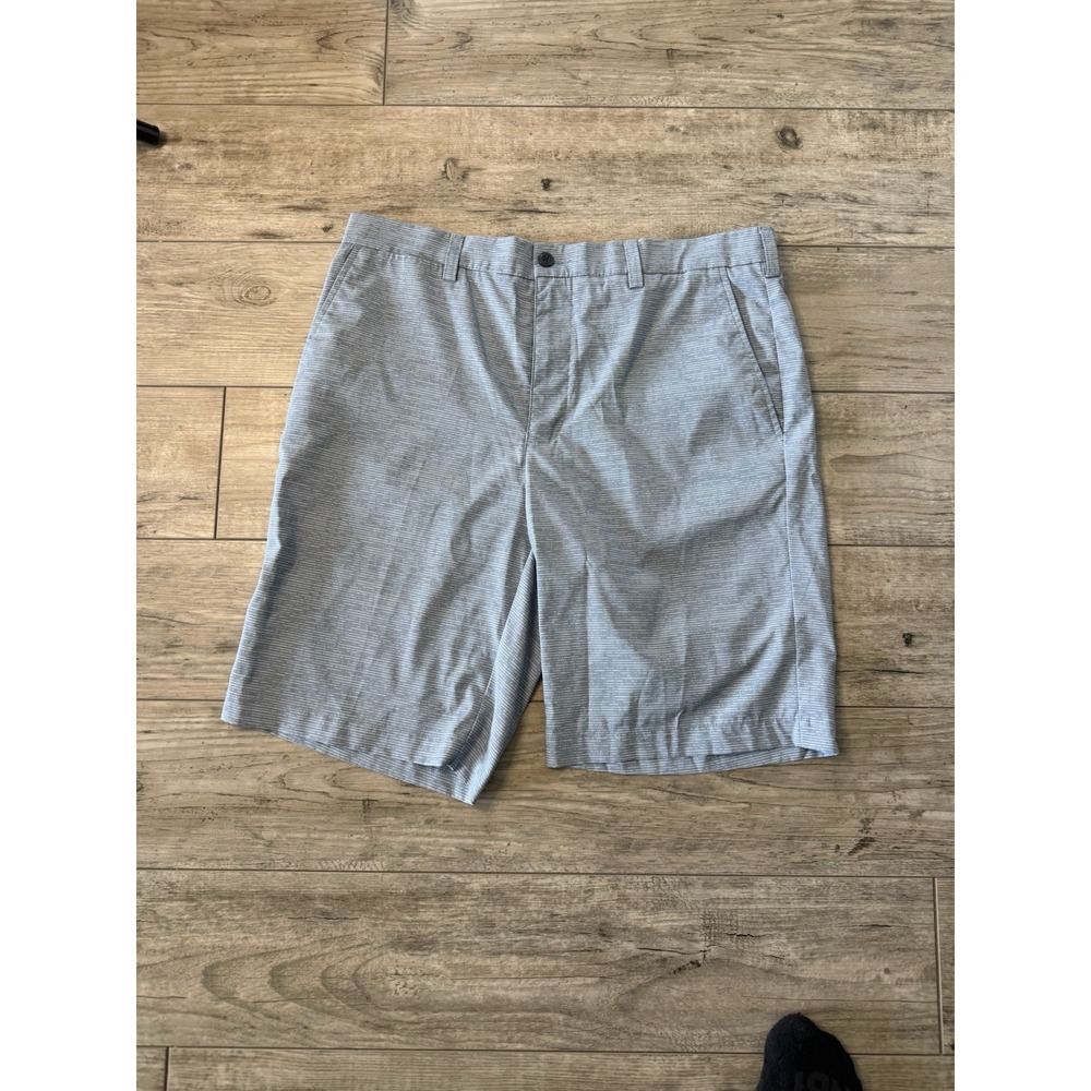 PGA Tour Golf Shorts Men's Size 34 Blue Gray Pattern Performance Flat Front